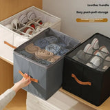 Foldable Shoe Storage Organizer – Fabric Storage Bag with Clear Cover & Handles