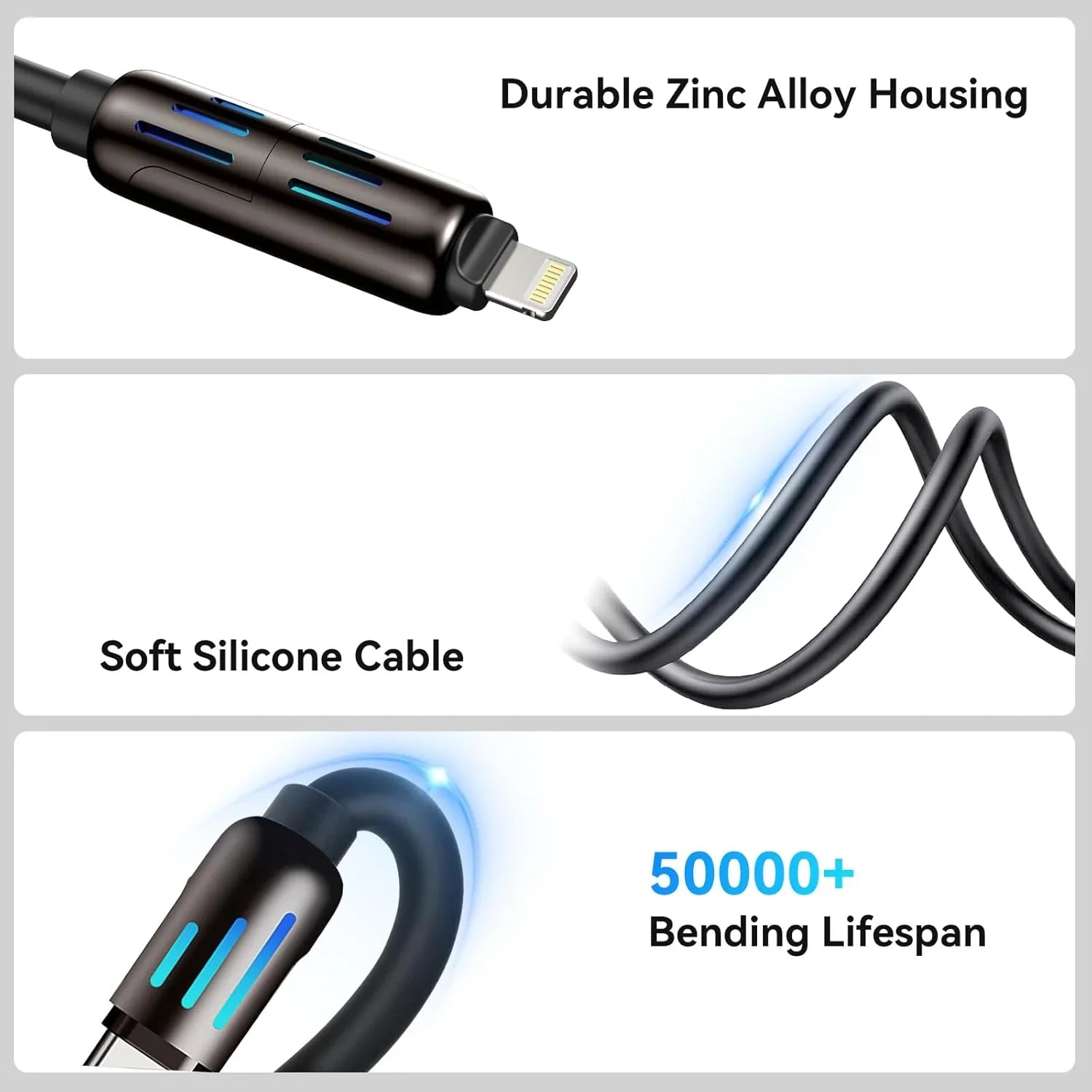 4-in-1 charging cable compact size