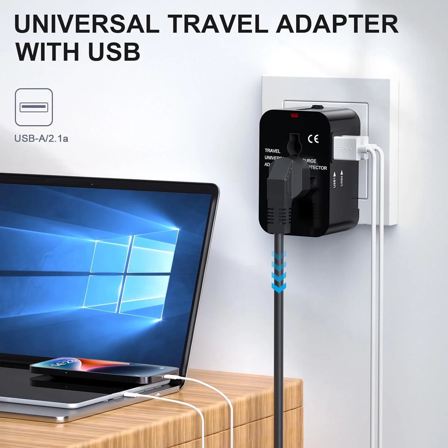 Universal Travel Adapter – Dual USB Charging Ports World Wall Charger