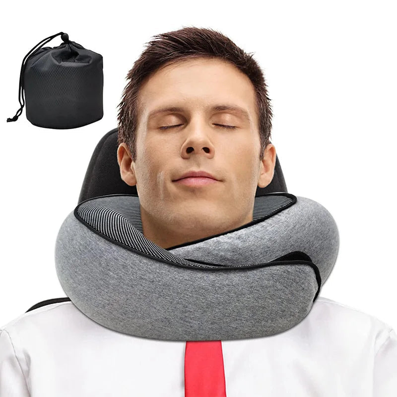 Memory Foam Travel Neck Pillow – Adjustable U-Shaped Support Cushion