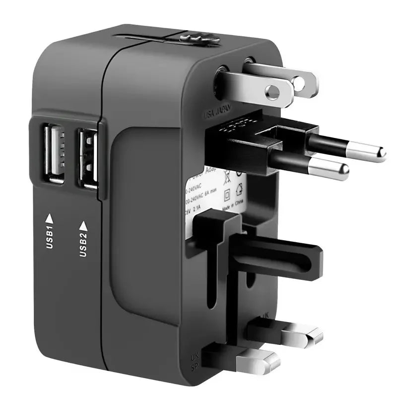 Universal Travel Adapter – Dual USB Charging Ports World Wall Charger
