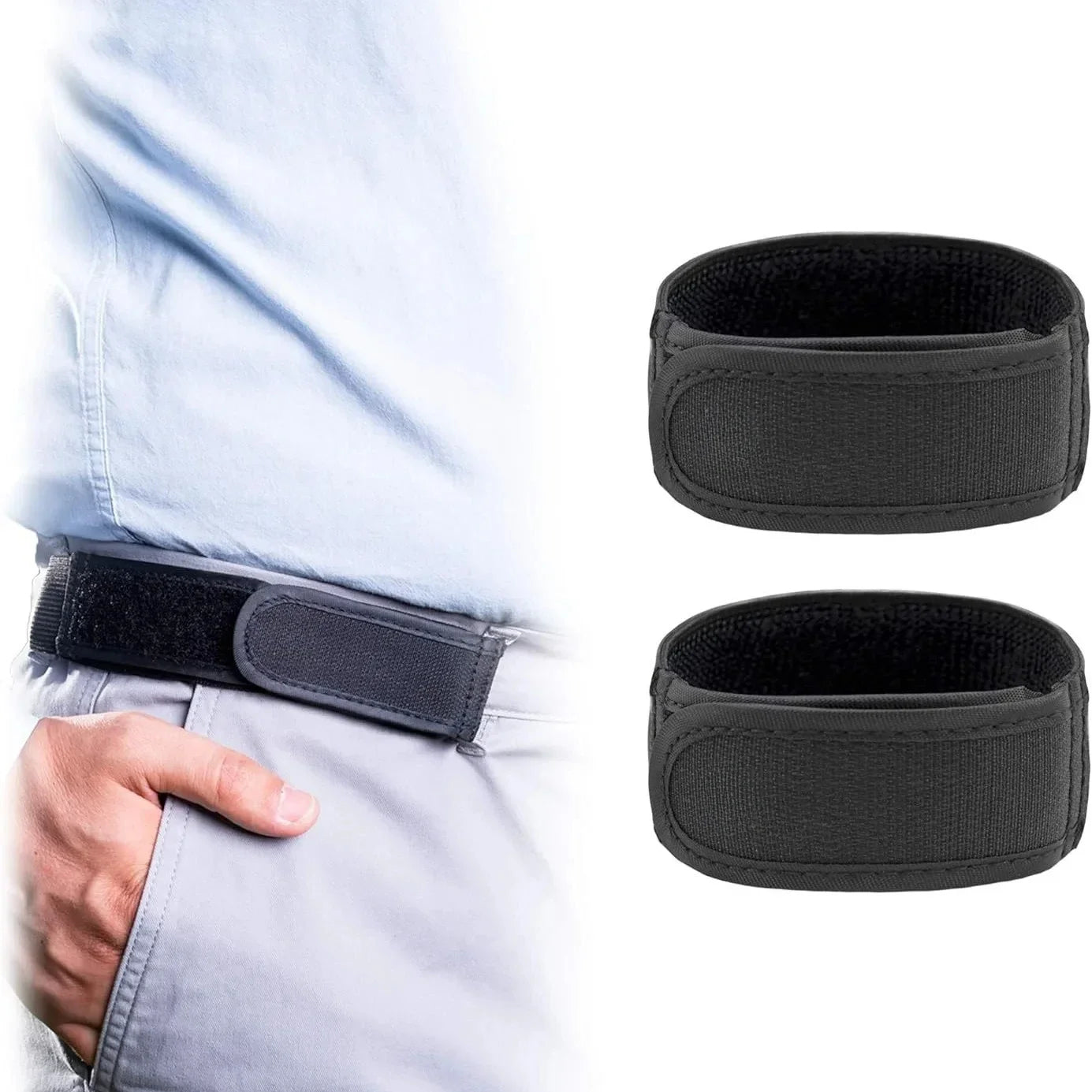 Buckle-Free Elastic Waist Belt – Ultra Soft Adjustable Comfort Belt (2 Pack)