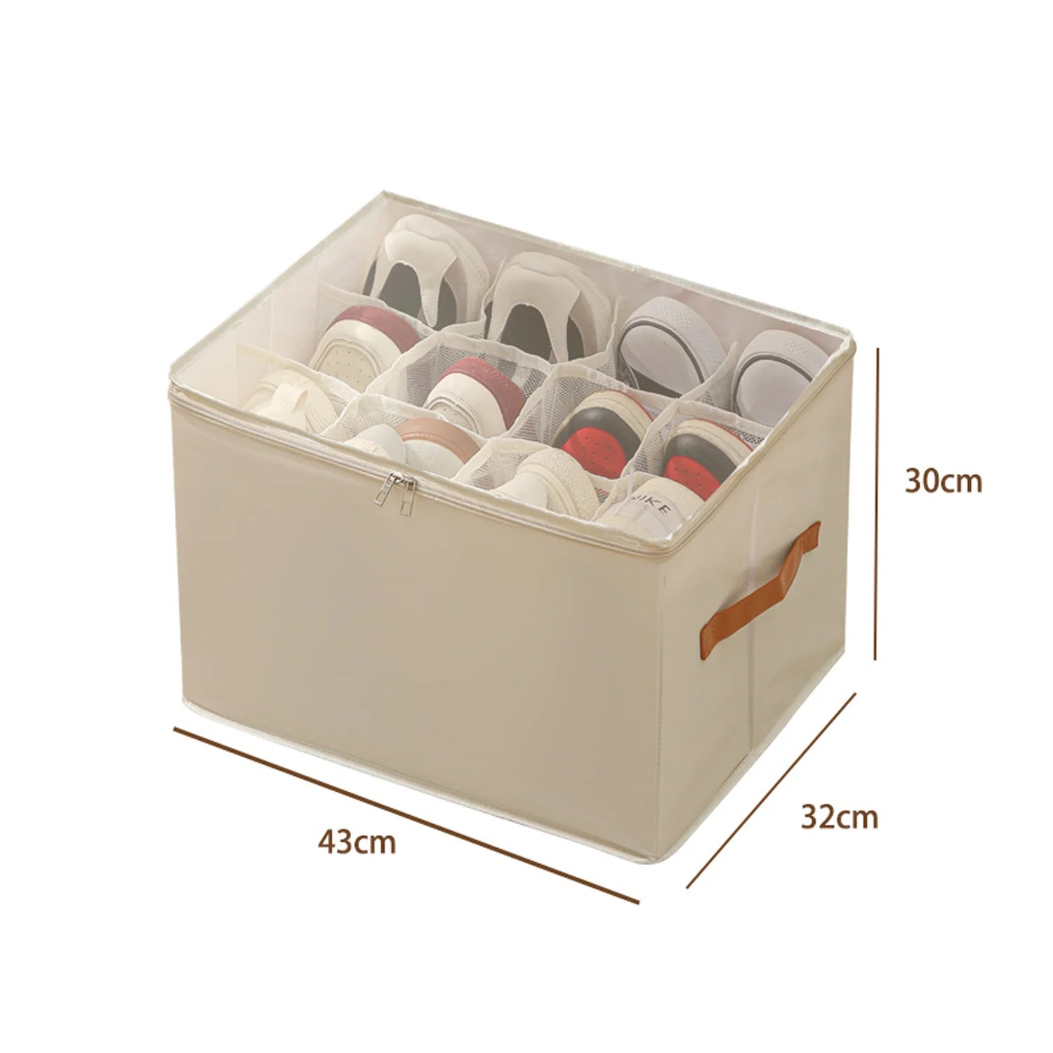 Foldable Shoe Storage Organizer – Fabric Storage Bag with Clear Cover & Handles