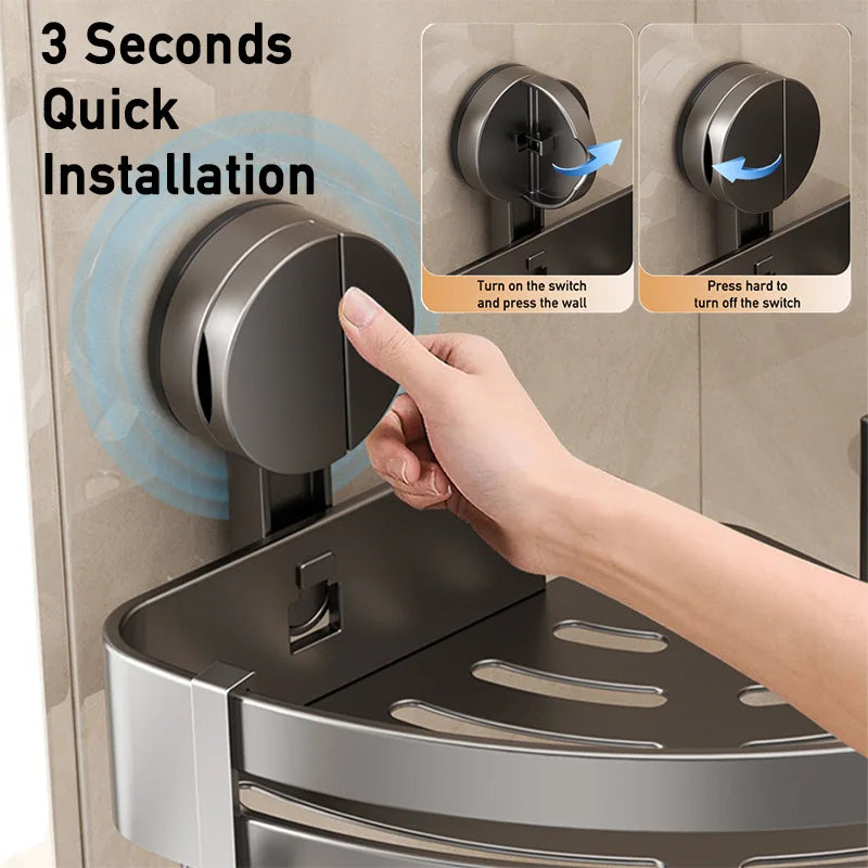 Suction Cup Bathroom Shelf – No-Drill Shower Storage Caddy Organizer
