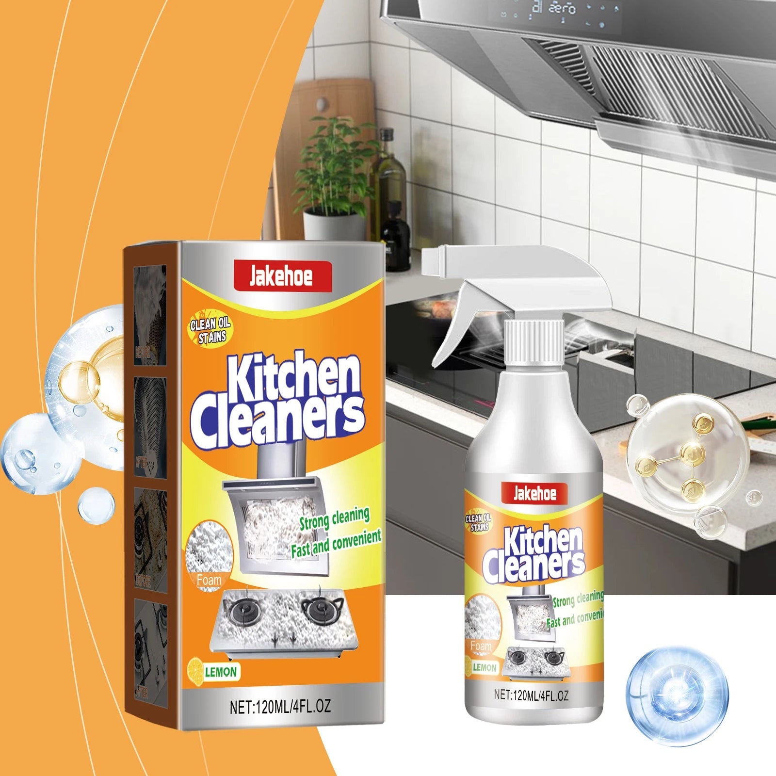Kitchen Foam Cleaner – Powerful Grease & Oil Stain Remover Spray