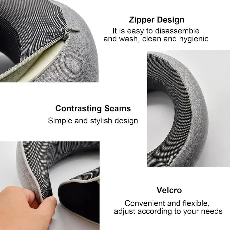 Memory Foam Travel Neck Pillow – Adjustable U-Shaped Support Cushion