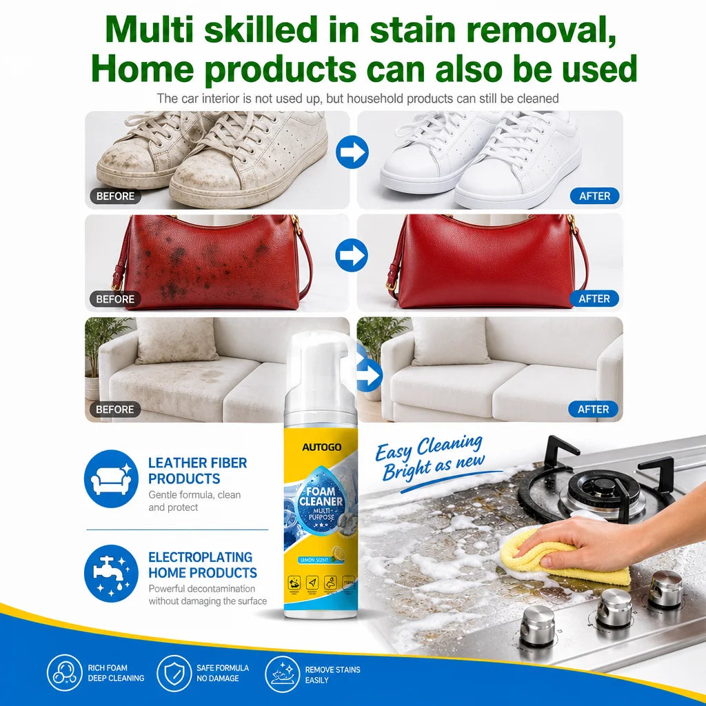 AUTOGO Foam Cleaner – Multi-Surface Stain Remover for Car Seats & Shoes