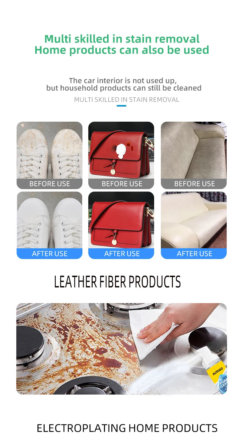 AUTOGO Foam Cleaner – Multi-Surface Stain Remover for Car Seats & Shoes