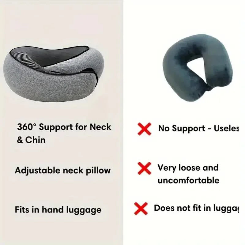 Memory Foam Travel Neck Pillow – Adjustable U-Shaped Support Cushion