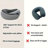 Memory Foam Travel Neck Pillow – Adjustable U-Shaped Support Cushion