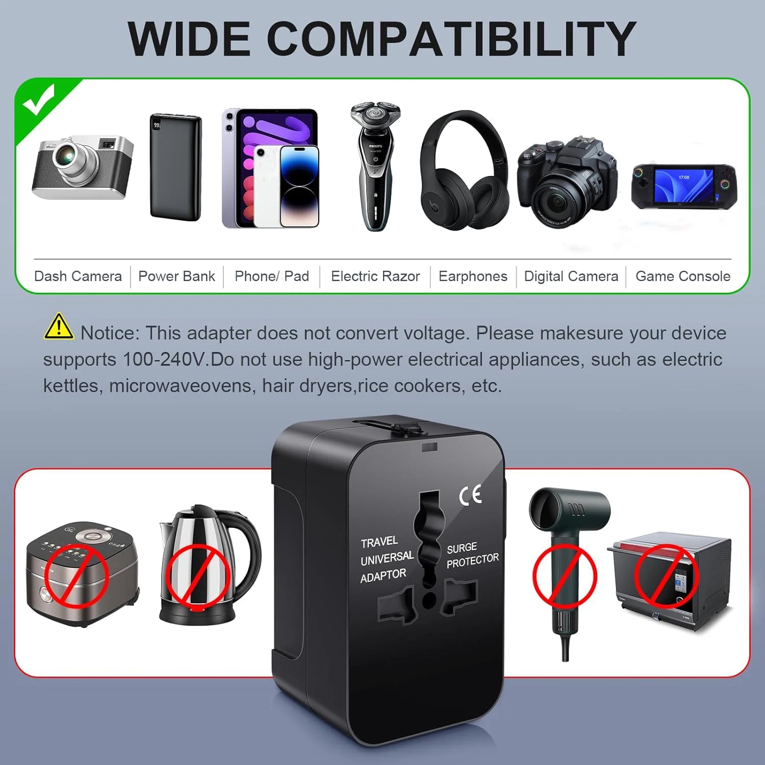Universal Travel Adapter – Dual USB Charging Ports World Wall Charger