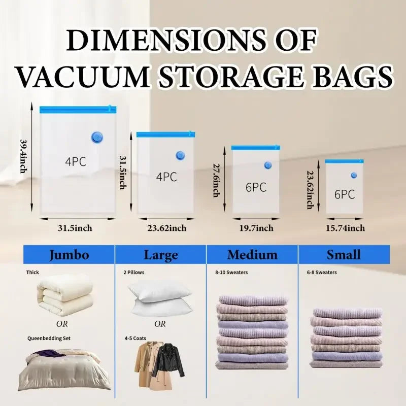 Vacuum Storage Bags with Pump – Space-Saving Bags for Clothes & Bedding