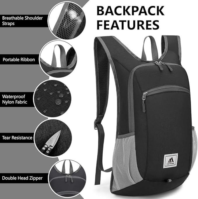 Flintronic Foldable Backpack 16L – Waterproof Ultralight Hiking Daypack