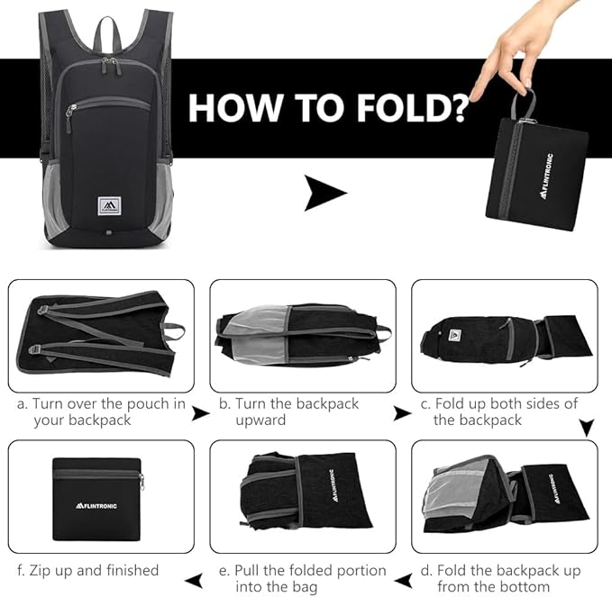 Flintronic Foldable Backpack 16L – Waterproof Ultralight Hiking Daypack