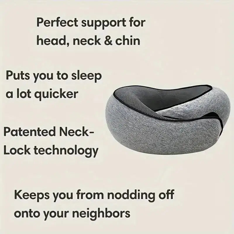 Memory Foam Travel Neck Pillow – Adjustable U-Shaped Support Cushion