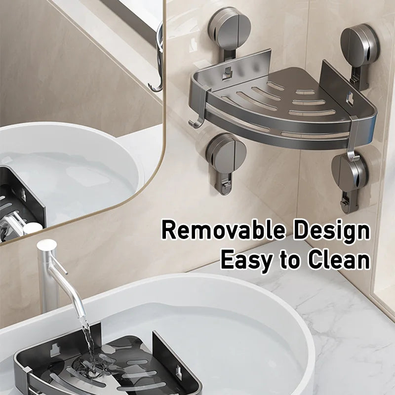 Suction Cup Bathroom Shelf – No-Drill Shower Storage Caddy Organizer