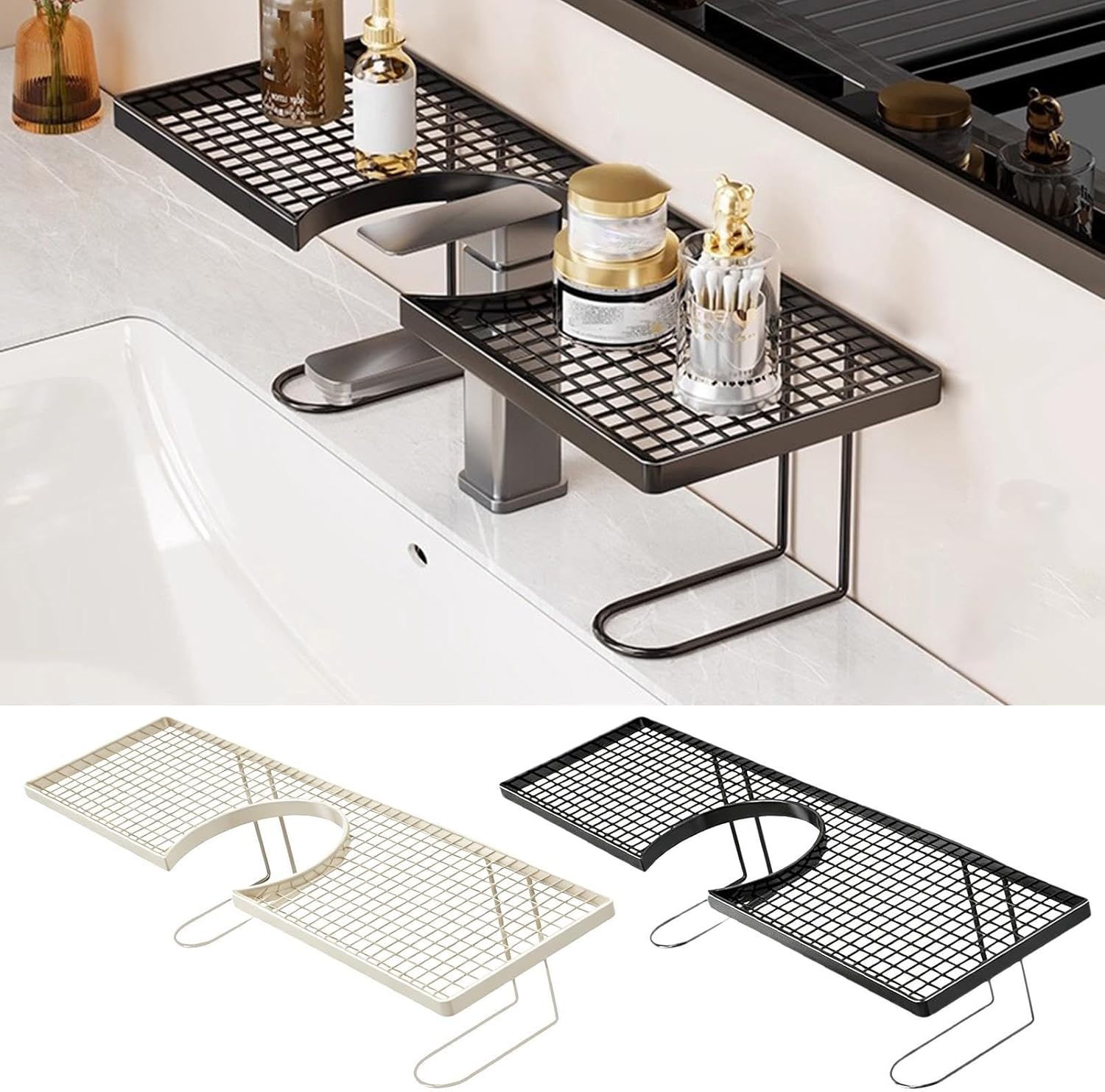 Kitchen Sink Organizer – Adjustable Rust-Resistant Faucet Storage Shelf