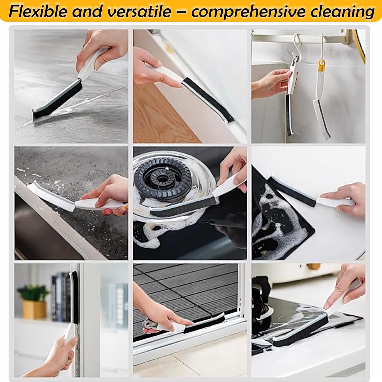 Corner Cleaning Brush Set – 3-Piece Grout & Tile Scrub Brushes for Kitchen & Bathroom