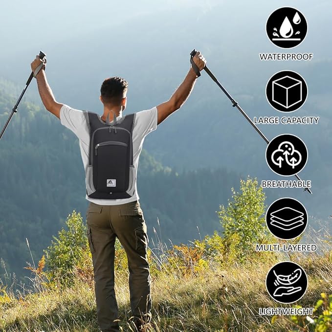 Flintronic Foldable Backpack 16L – Waterproof Ultralight Hiking Daypack