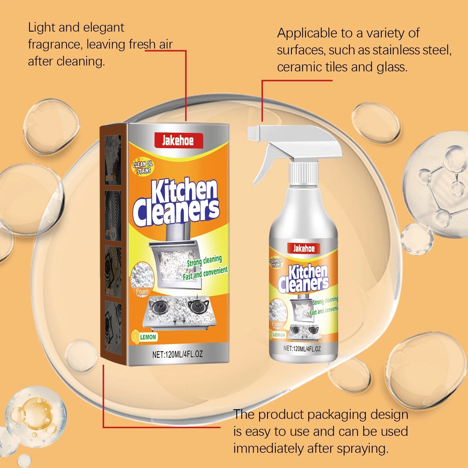 Kitchen Foam Cleaner – Powerful Grease & Oil Stain Remover Spray