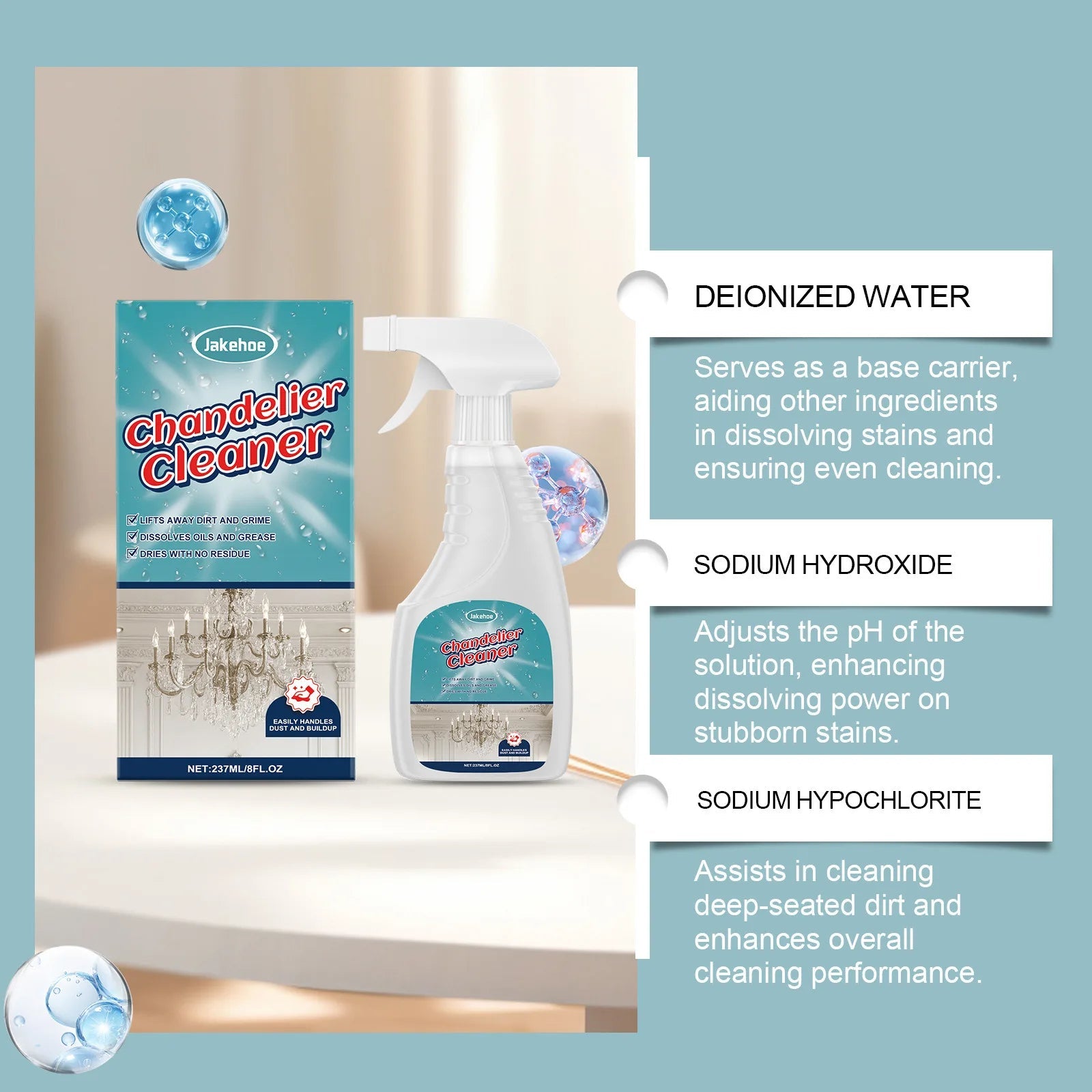 Crystal Cleaner Spray – Strong Dust & Chandelier Cleaning Spray (No Wipe)