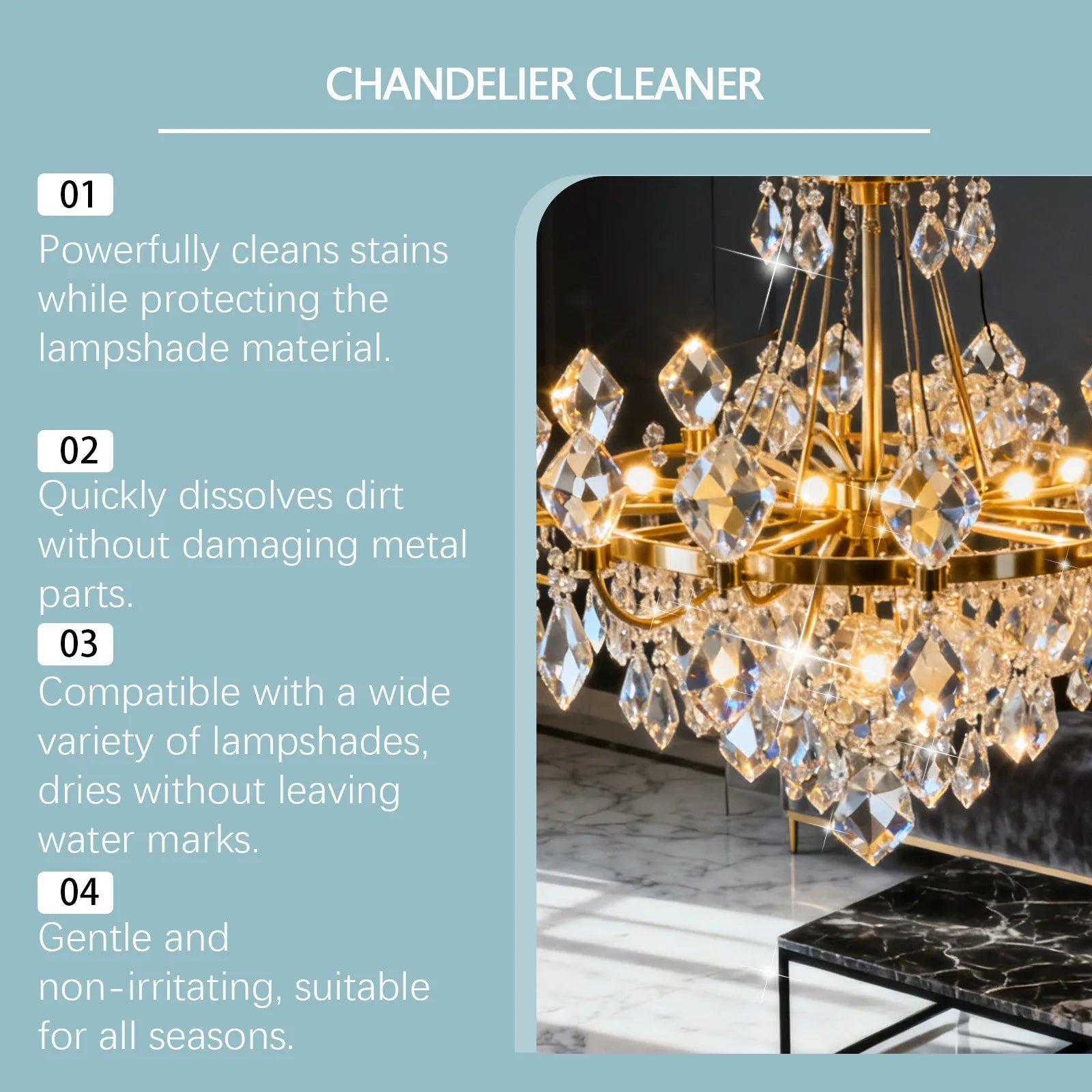 Crystal Cleaner Spray – Strong Dust & Chandelier Cleaning Spray (No Wipe)
